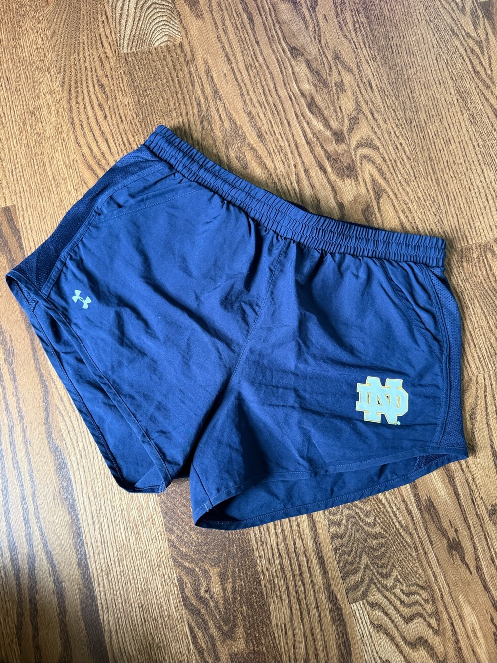 Under Armour Women's Navy Fly-By 3” Shorts with ND Logo